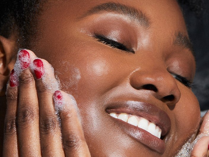 photo of person lathering their face